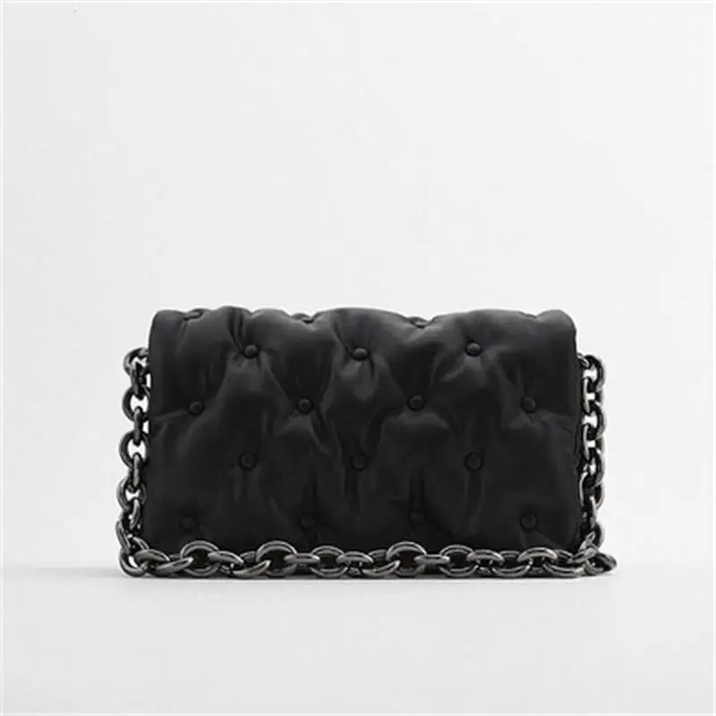 

Women's Bag New Black Large Chain Quilted Clutch Bag Luxury Designer Women Soft Handbags New Rivet Flap Purse for Female