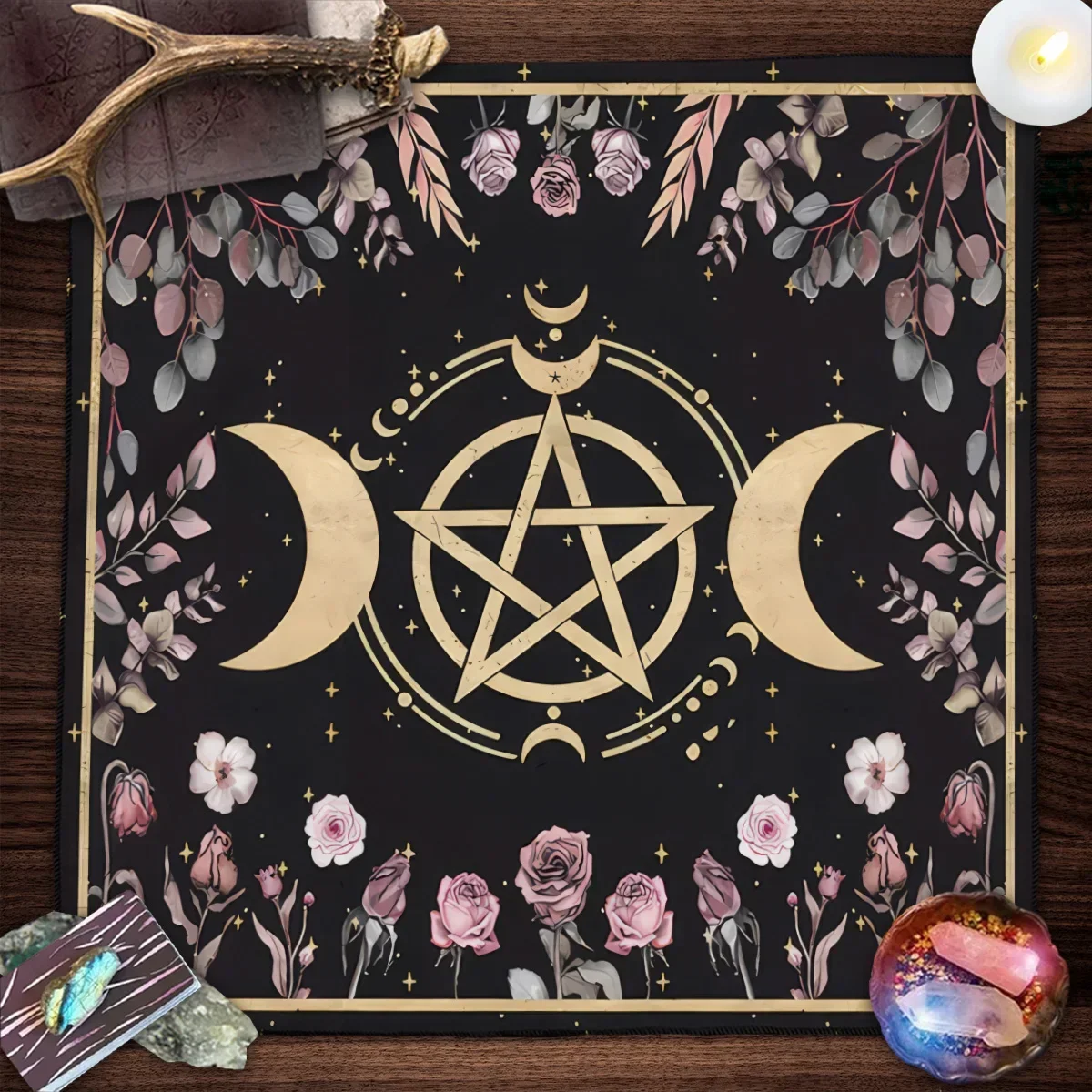 

Алтарная ткань, солнце, луна, цветок, таро, скатерть, таро, коврик для чтения, Таро, декор для ведра, хлопчатобумажный Декор, подарки, настольная игра, карточка