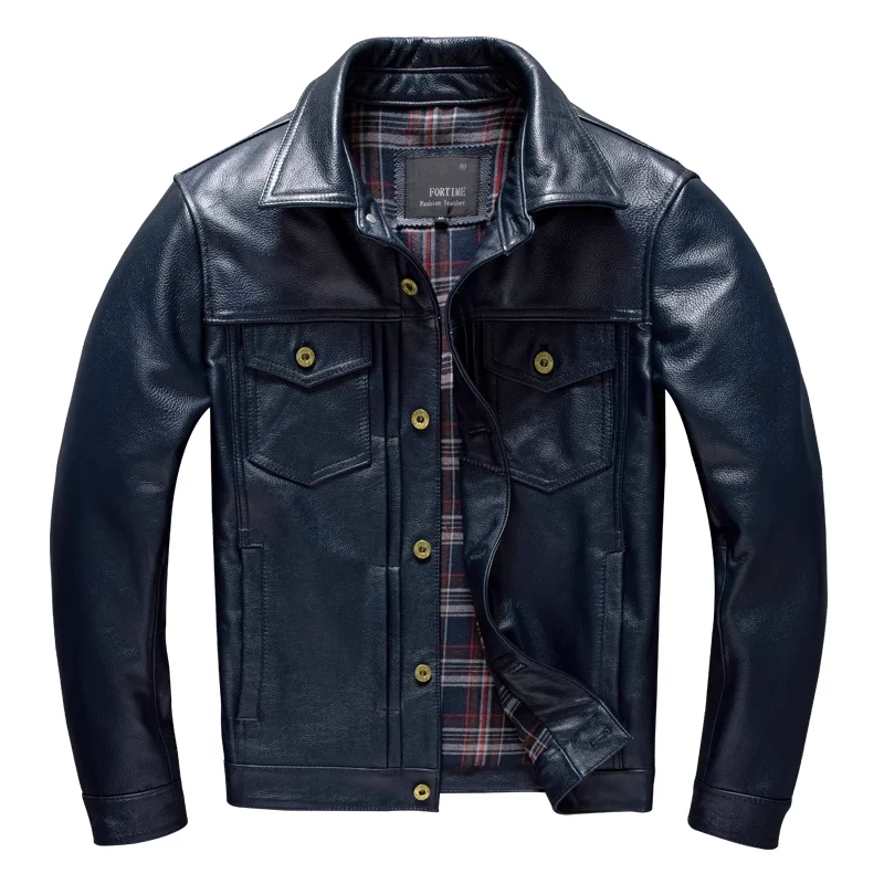 

Luxury Design Men's Clothes Genuine Leather High-End Biker Jacket Blouson Cuir Homme Leather Jackets Motorcycle Veste Homme 2A