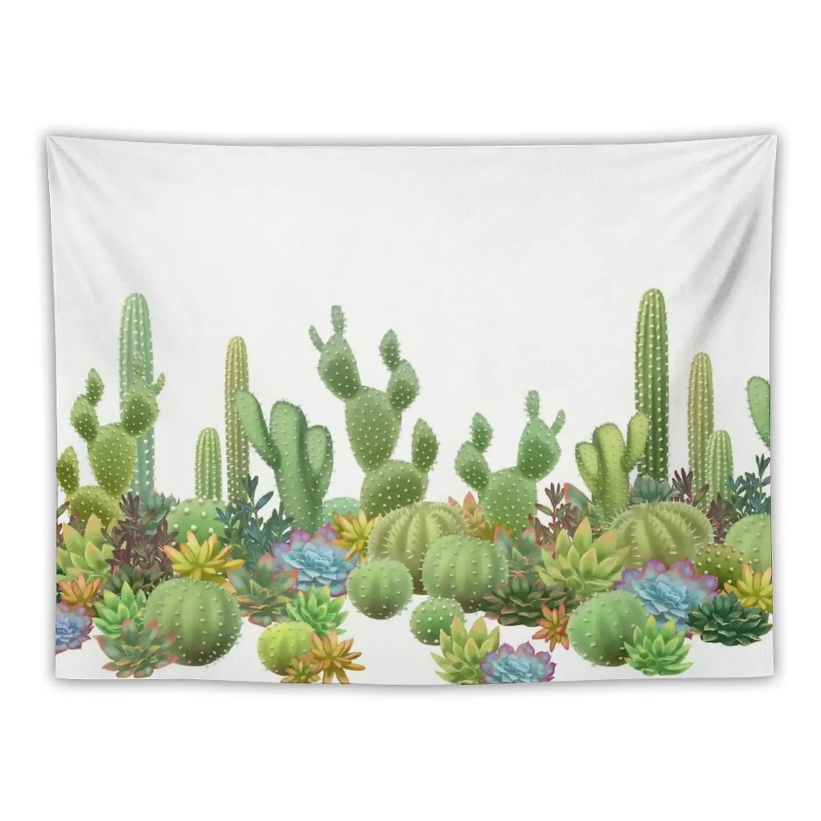 Milagritos радужные кактусы на белых фотообоях домашний декор для комнаты гобелен