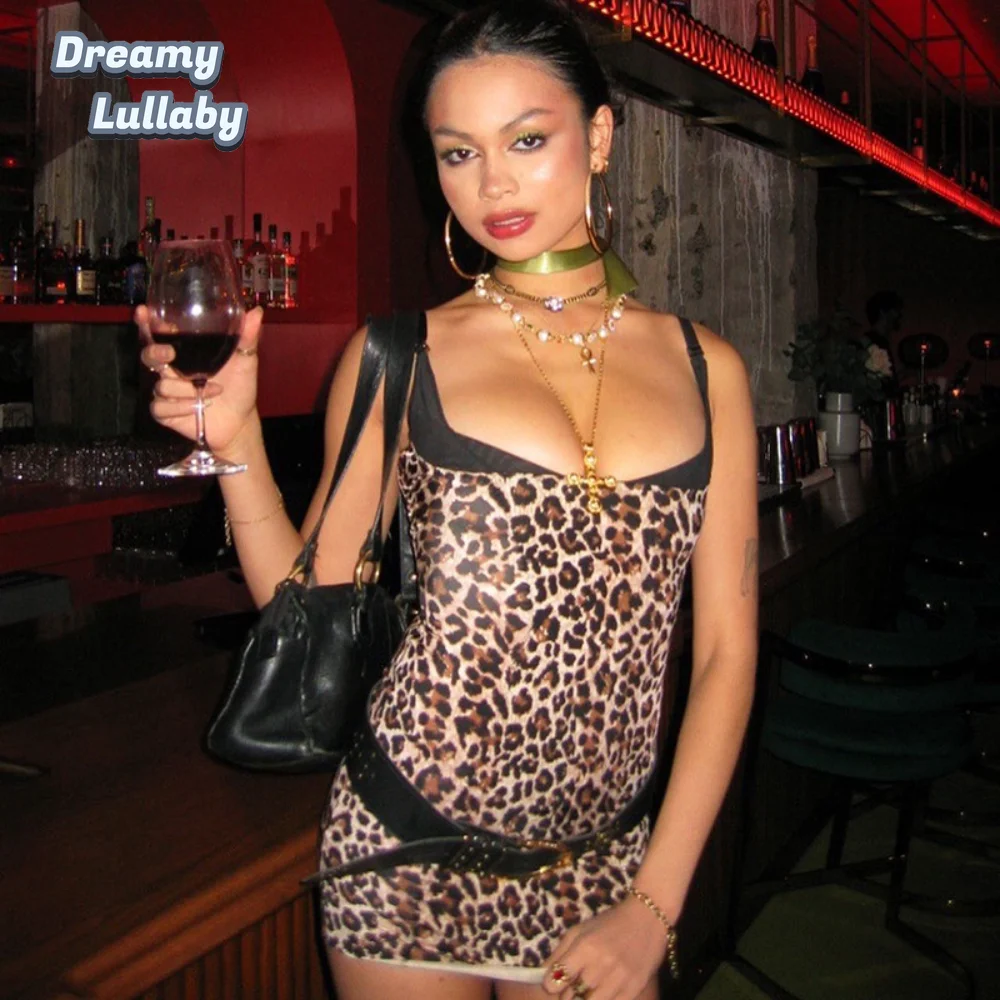 

Женское платье миди с леопардовым принтом DreamLullaby, весеннее пикантное платье без рукавов с V-образным вырезом, модная уличная одежда для рождественской вечеринки, 2023