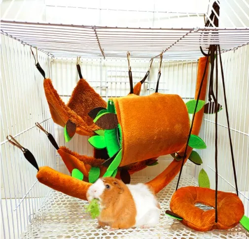 

Hamster plushtoysleaf hammock ropesleeve swing five-piece set flower branch squirrel toys pet nest hangin hamster accessories