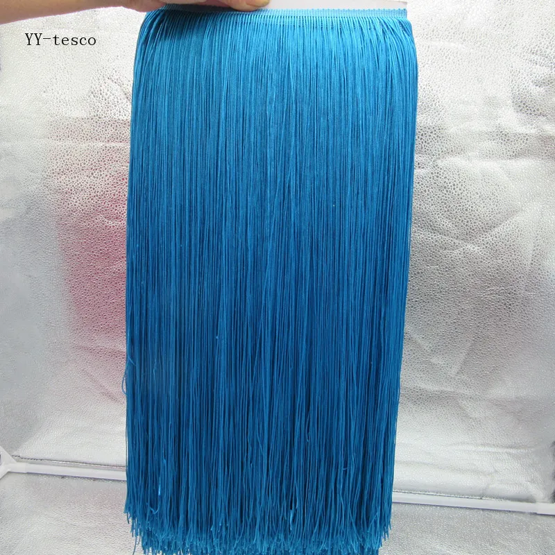

YY-tesco 10 Meters 100cm Wide Fringe Trim Lace Tassel Lake Blue Fringe Trimming For DIY Latin Dress Stage Clothes Accessories