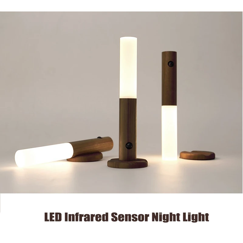 

LED Infrared Sensor Night Light Wall Lamp Wireless USB Rechargeable Night lamp Photosensitive Sensor For Bedside Wardrobe