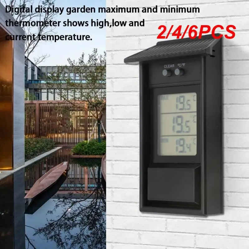 

2/4/6PCS Digital Thermometer LCD Display Max Min Greenhouse Garden Indoor Outdoor Wall Room Waterproof Wall Mounted Thermometer