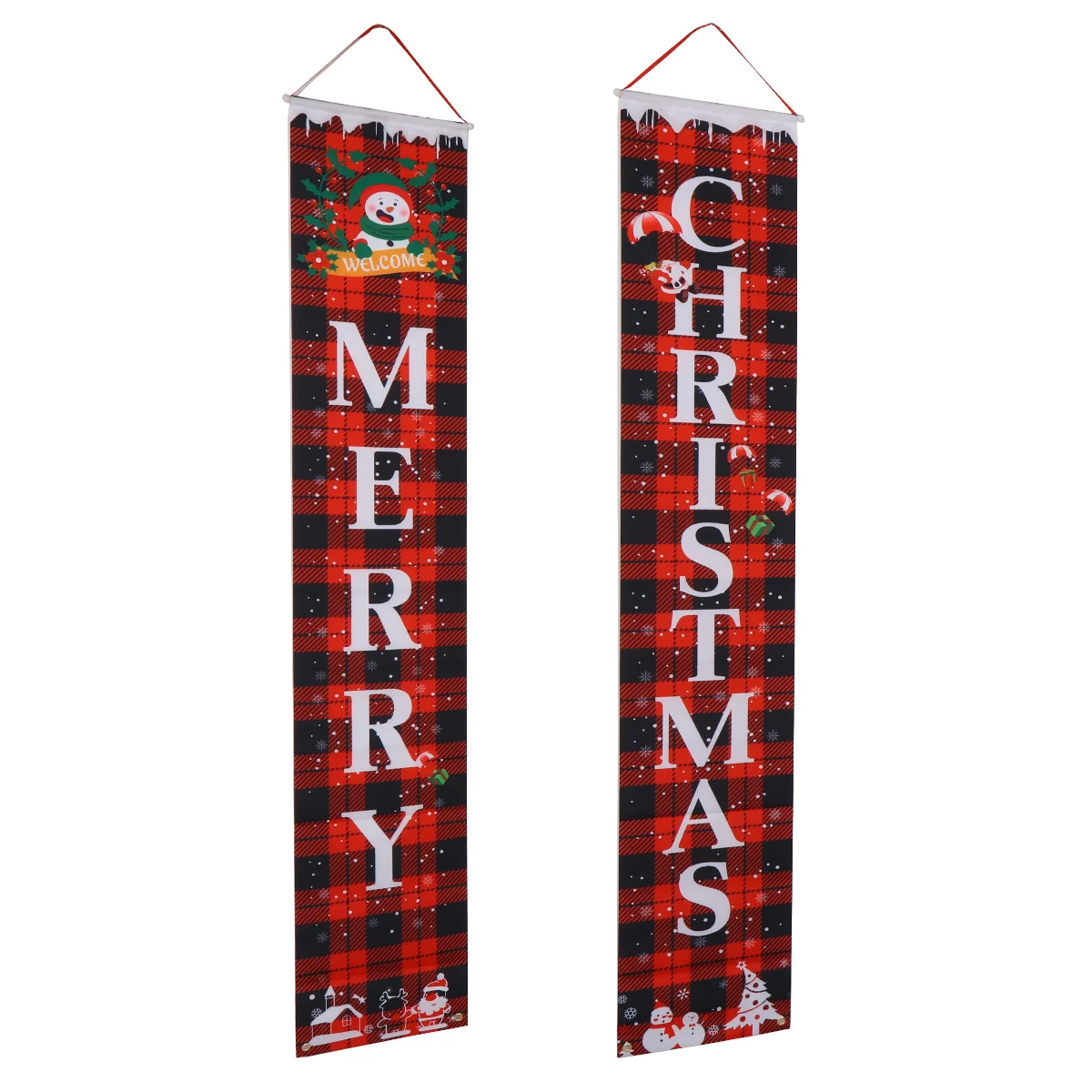 

1 Pair Merry Christmas Banner Merry Christmas Porch Sign Decoración Navideña Christmas Door Decor Christmas Porch Sign