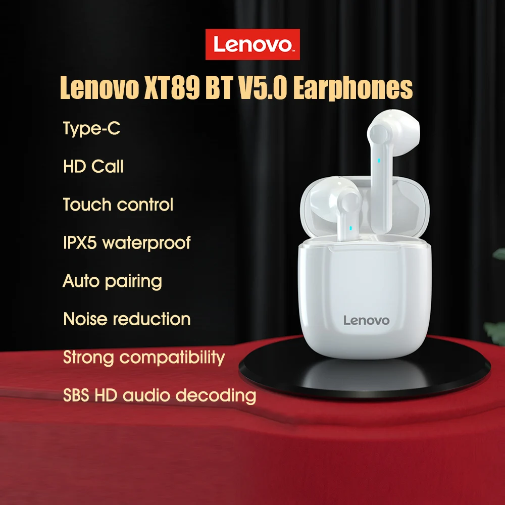 

Lenovo XT89 Wireless Bluetooth Headphones BT5.0 Stereo Wireless Earphones Touch Control Music Earbuds with Mic Gaming Headset