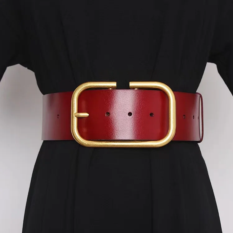 Hot Sale Women Wide Retro Genuine Leather Belt Decorative Skirt Coat Cowhide leather Belts