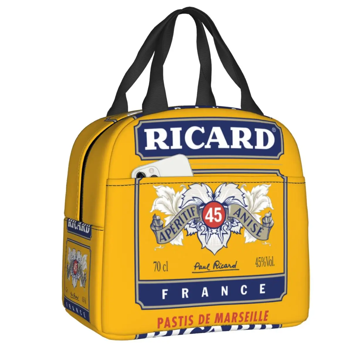 Marseille France Ricard Insulated Lunch Bags for Outdoor Picnic Waterproof Cooler Thermal Lunch Box Women Kids