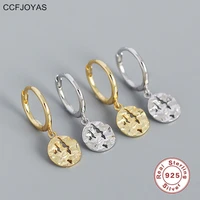 ccfjoyas 8 5mm 925 sterling silver punk rock metal wind irregular surface design hoop earrings for women light luxury earrings