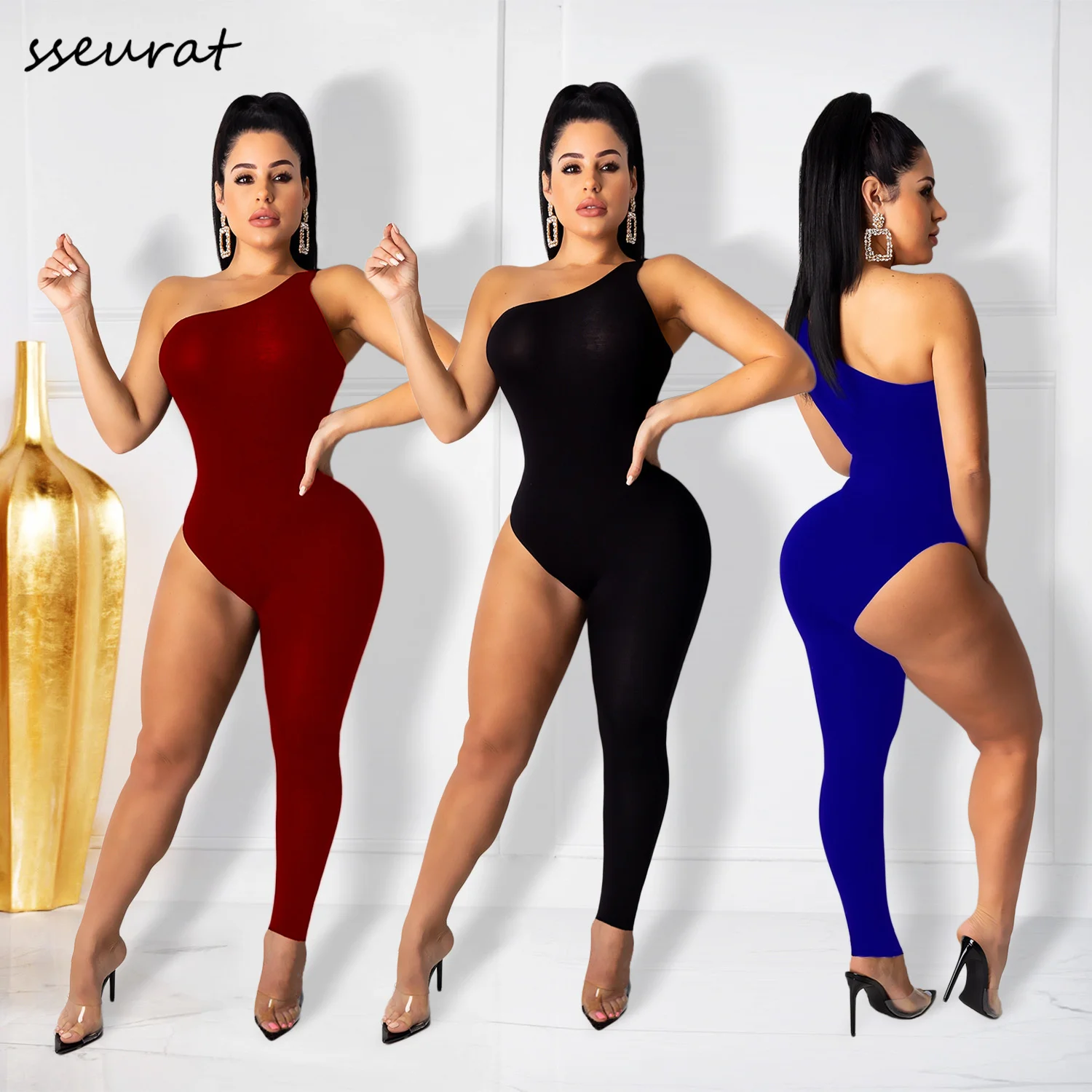 

Women's Asymmetrical One-shoulder Sleeveless Sexy Leotard Club Jumpsuit