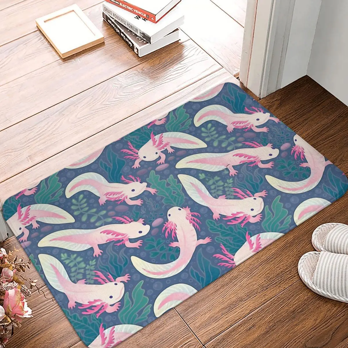 

Axolotl Lover Walking Fish Non-slip Doormat Pink Bath Kitchen Mat Welcome Carpet Indoor Modern Decor