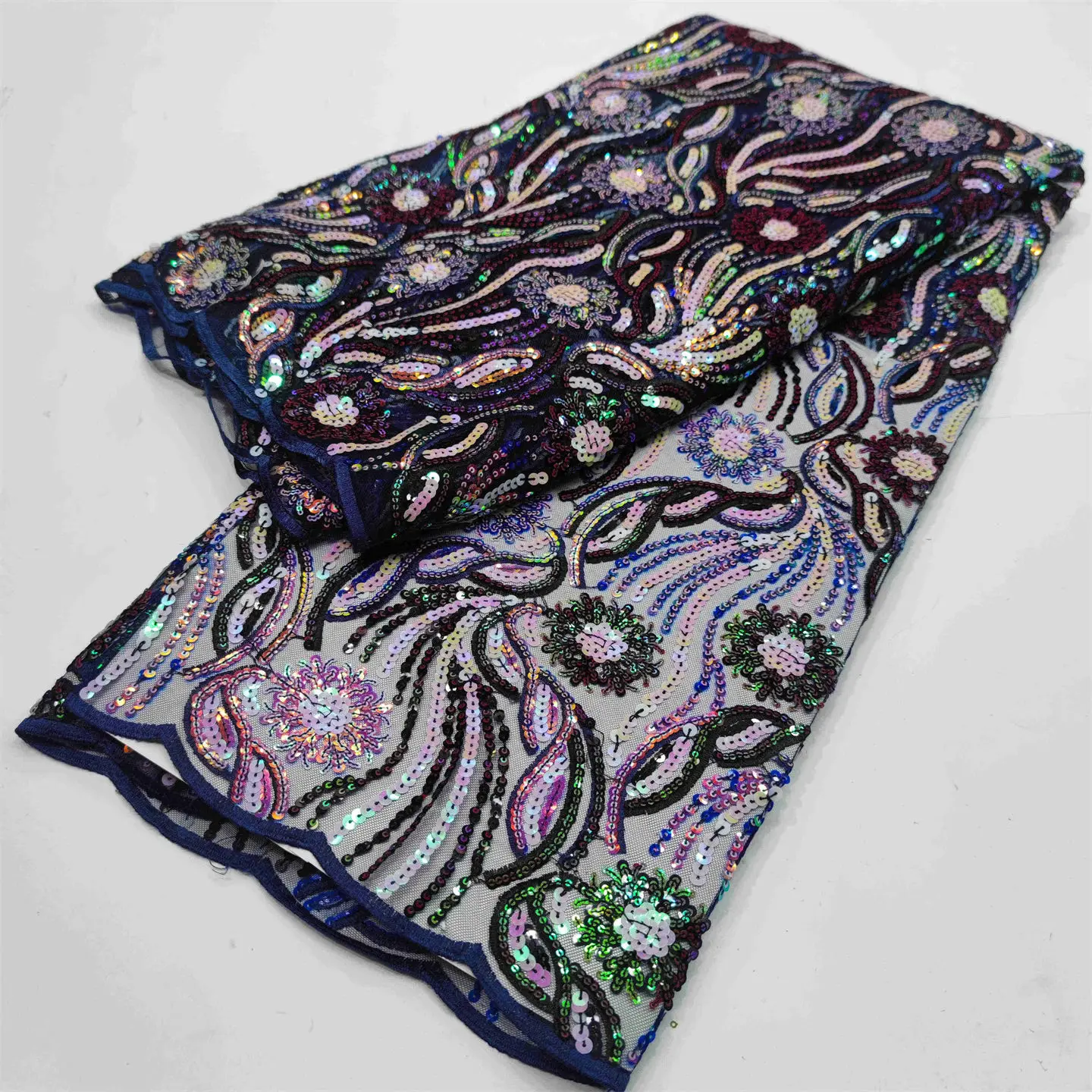 

Французская сетчатая кружевная ткань для платья «сделай сам», 5 ярдов, Высококачественная сетчатая кружевная ткань для нигерийского платья...