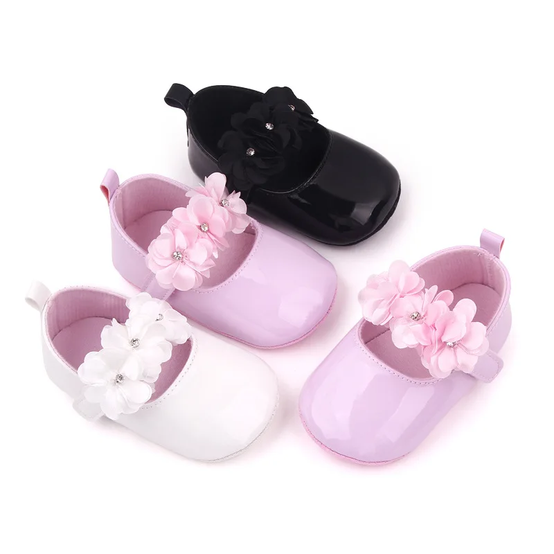 

Newborn Baby Shoes Baby Girl Shoes Flowers Pu Leather Princess Cotton Sole Anti-slip PU Dress First Walker Toddler Crib Shoes