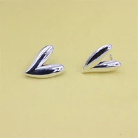 zfsilver trendy s925 silver for women lovely exaggerated smooth heart jewelry wedding accessories stud earrings gifts girl party