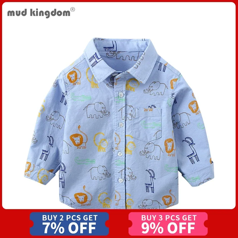 

Mudkingdom Toddler Boys Shirts Cute Cartoon Animal Printing Tops for Kids