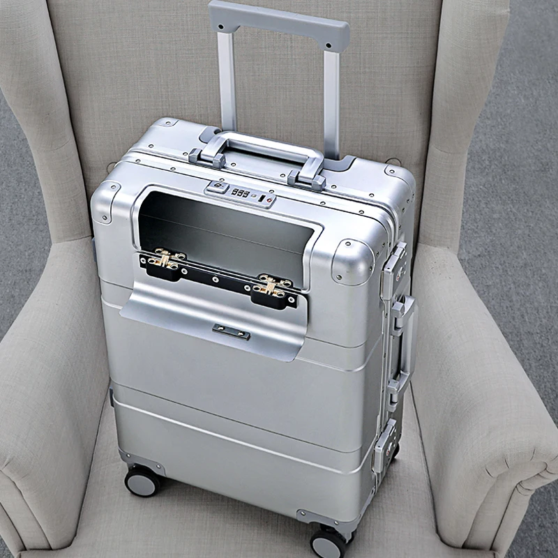 New High Grade Aluminum Travel Suitcase Spinner brand Hard Trolly Case Aluminium Rolling Luggage 20