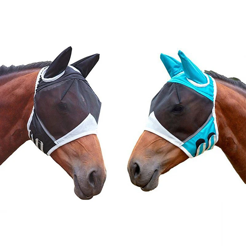 

Horse Mask Horse Face Anti-Mosquito Cover Anti-Flyworms Insect Breathable Stretchy Knitted Mesh Protect Mask Equestrian Supplies