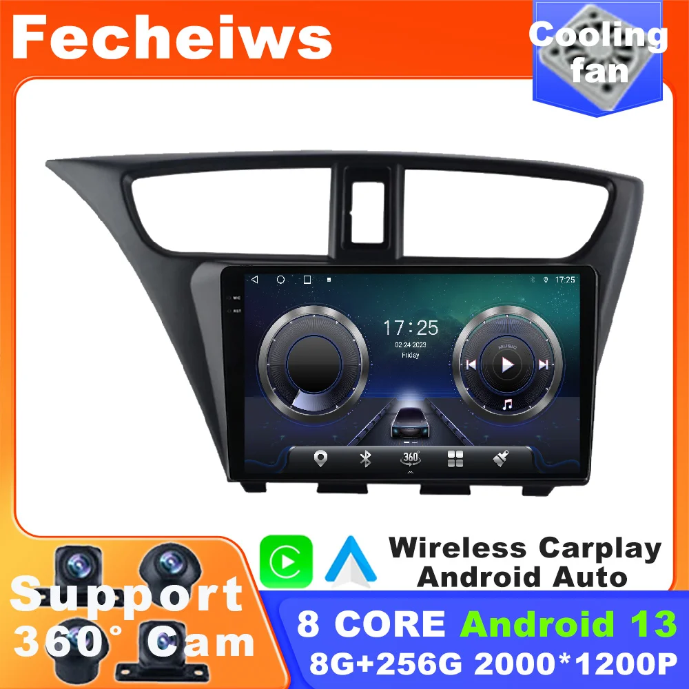 Автомагнитола 9 дюймов Android 13 для Honda CIVIC 2012 2013 2014 2015 2016 2017 автомобильное радио