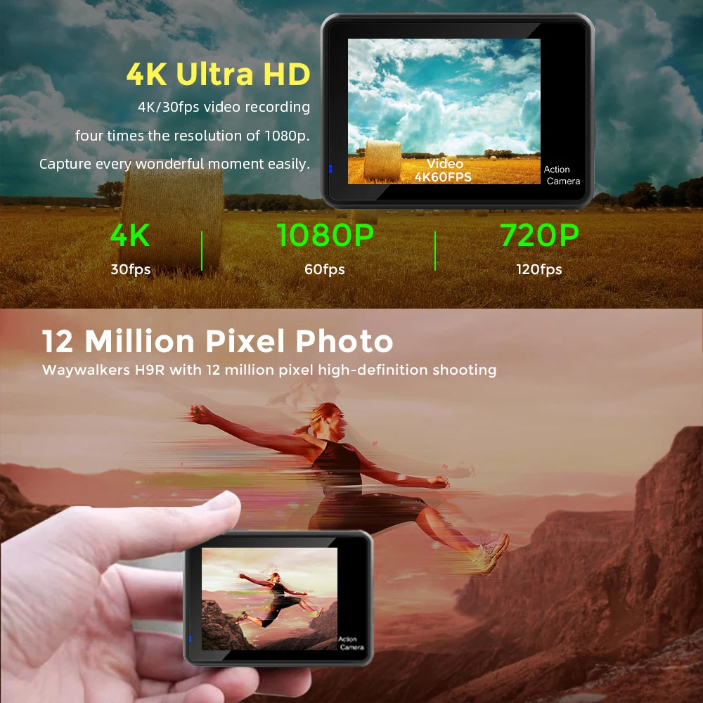 Оригинальная Экшн-камера H9R Pro Ultra HD 4K 30fps EIS WiFi 2 0 дюйма 170D Подводная