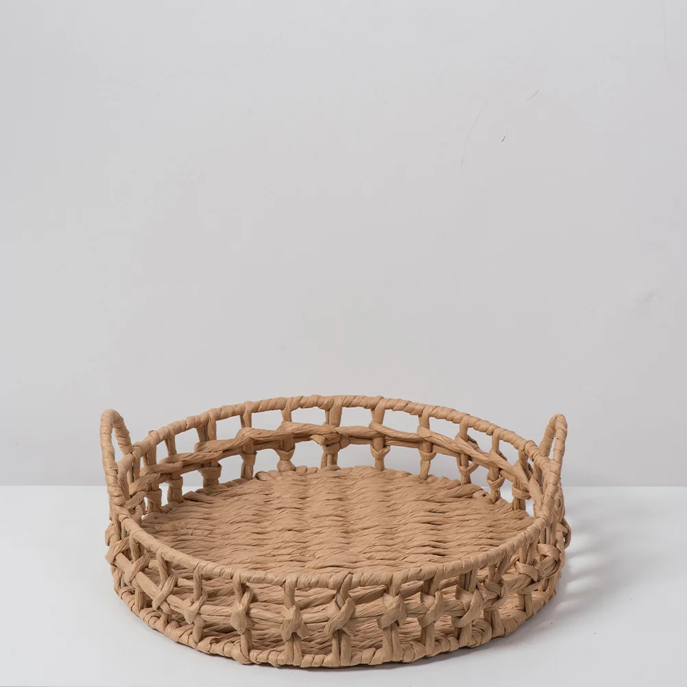 

Woven Storage Basket Decor Baskets Fruit Serving Weaving Paper Rope Sundries Decorative