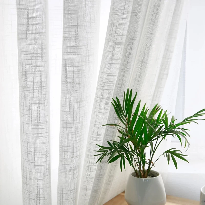 

BILEEHOME Modern Linen Japan Style Tulle Curtains in the Living Room Bedroom Kitchen Thicken Curtains for Window Voile Drapes