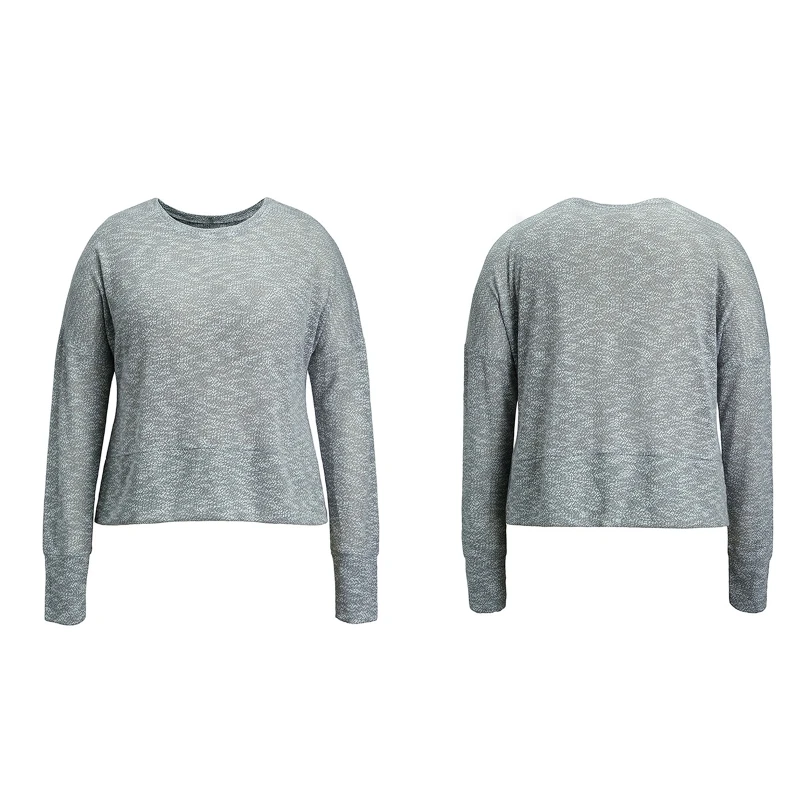 

New style Loose Fitted Round Neck Women Sweatshirt Top Autumn Solid Color Pullover Sweater