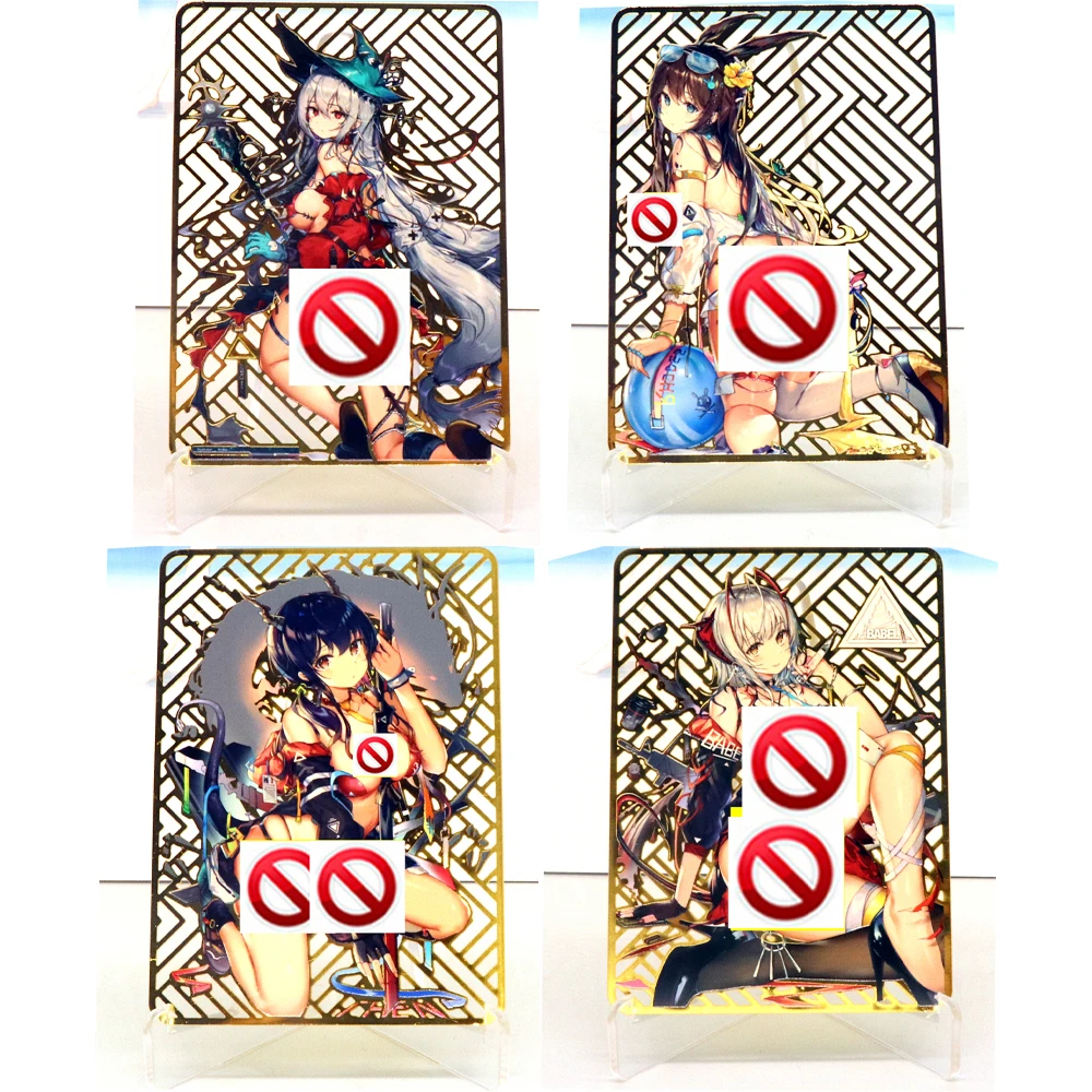 

63*88mm 4Pcs/set Arknights Metal Cards Amiya Skadi Chen Classic Gift Toys Game Anime Collection Cards