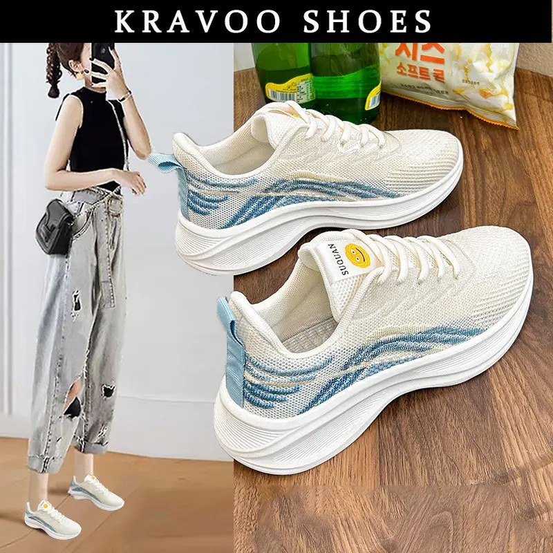 

Женские кроссовки KRAVOO, женские уличные кроссовки с мягкой подошвой, дышащая сетчатая женская обувь для тенниса, разноцветная обувь, Новинка лета 2023