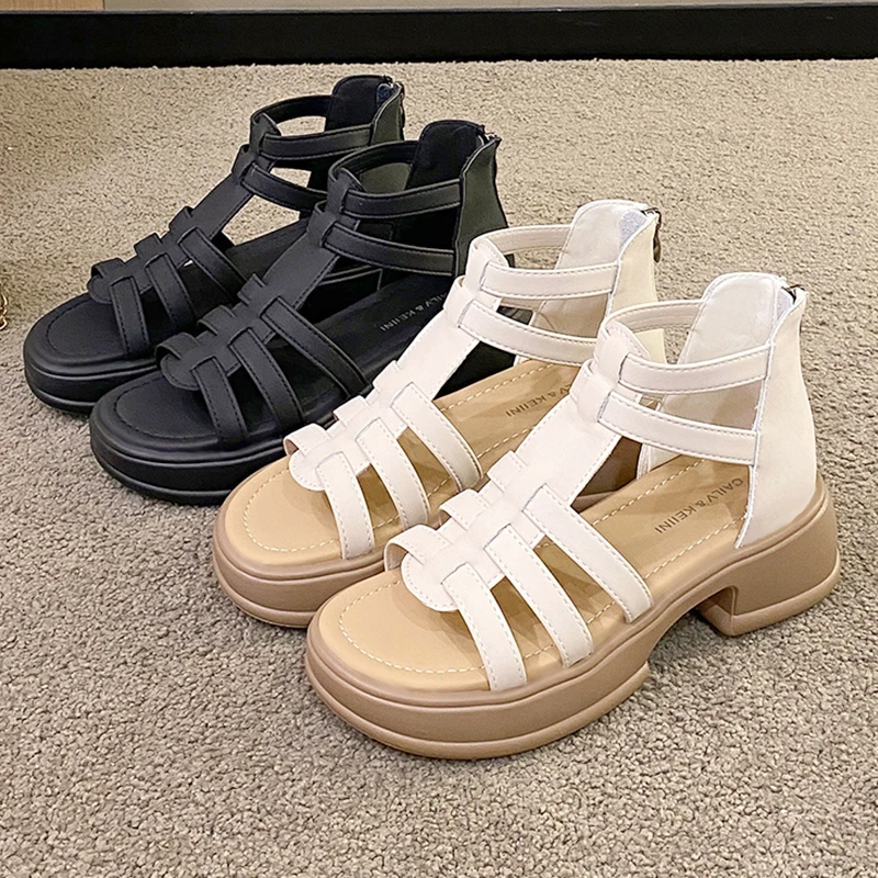 Gladiator Platform Women Sandals Summer Fashion Women's Sandals Soft Non-slip Female Leather Casual Shoes Zip Free Shipping 2023