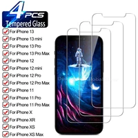 4pcs tempered glass for iphone 11 12 13 pro max screen protector for iphone x xr xs max 7 8 6 s plus 5 4 se2020 full cover glass