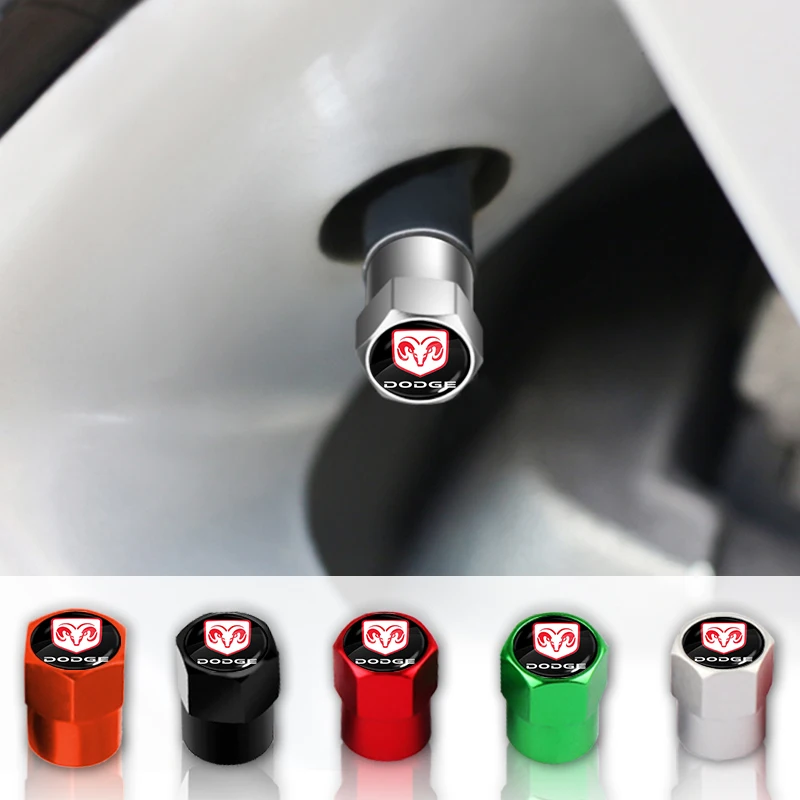 

4pcs Metal Car Wheel Tire Valve Cap Auto Logo Styling For Dodge Journey Caliber Challenger Charger Nitro Ram 1500 Dart Durango