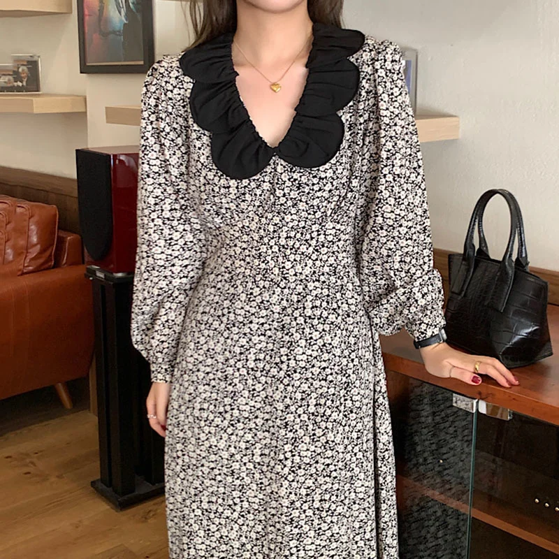 Gaganight женское тонкое Цветочное платье с воротником-лепестками на талии новинка