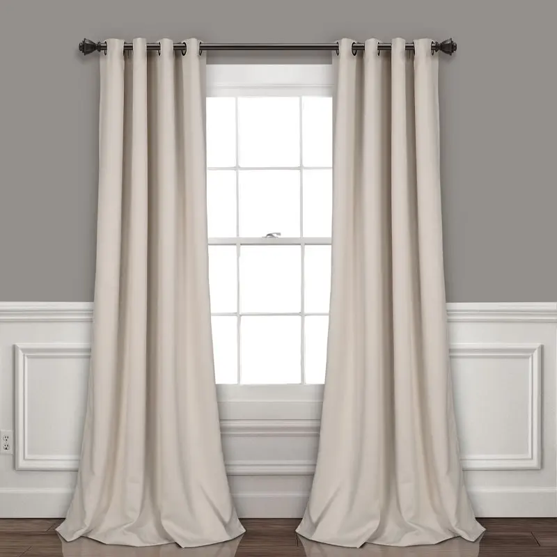 

100% Polyester Grommet Blackout Room Darkening Window Curtain Panel, Solid Color Wheat, 120"L x 52"W, Set of 2