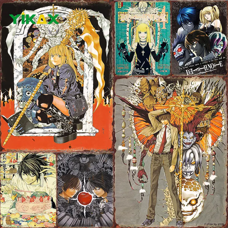 

Death Note Metal Tin Sign Retro Japanese Anime Poster Signs Living Room Art Wall Decoration Vintage Coffee Bar Club Plaques