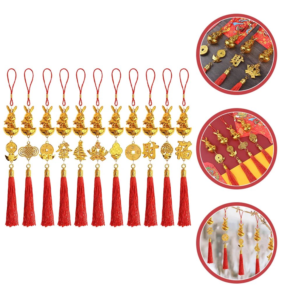 

Chinese Year Pendant New Charms Decorations Hanging Spring Festival Knot Rabbit Kit Numbers Lucky Clockzodiac Ofornaments Luck