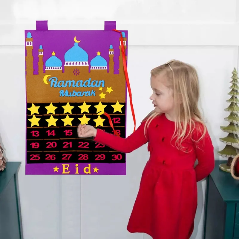 

Eid Mubarak DIY Felt Calendar Countdown Ramadan Decoration For Home Islamic Muslim Party Decor Ramadan Kareem Eid Al Adha Gifts
