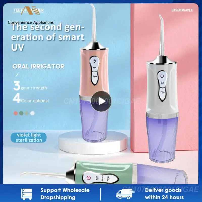 

2022 Portable Water Flosser USB Rechargeable Water Jet Floss Tooth Pick 4 Jet Tip 220ml 3 Modes IPX7 1400rpm