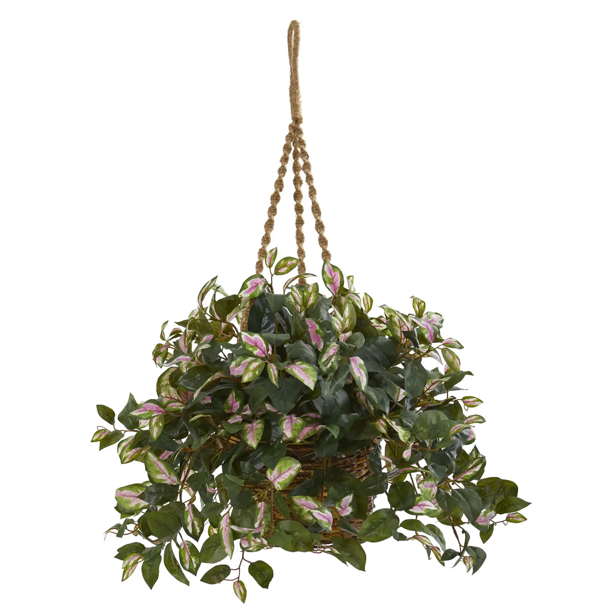 

30" Hoya Plastic Artificial Plant Hanging Basket, Green