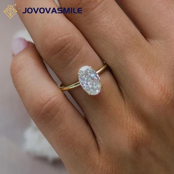 JOVOVASMILE Moissanite Gold Rings 18k 3 Carat Center 11x7mm Crushed Ice Hybrid Oval Cut Moissante Jewelry For Women au750