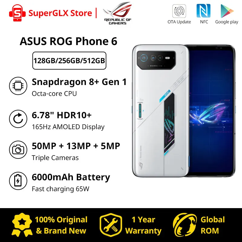 Global Rom ROG Phone 6 5G Gaming Phone ROG 6 Pro Snapdragon 8+ Gen 165Hz refresh rate 65W Fast Charging ROG6 ROG 6 Smartphone