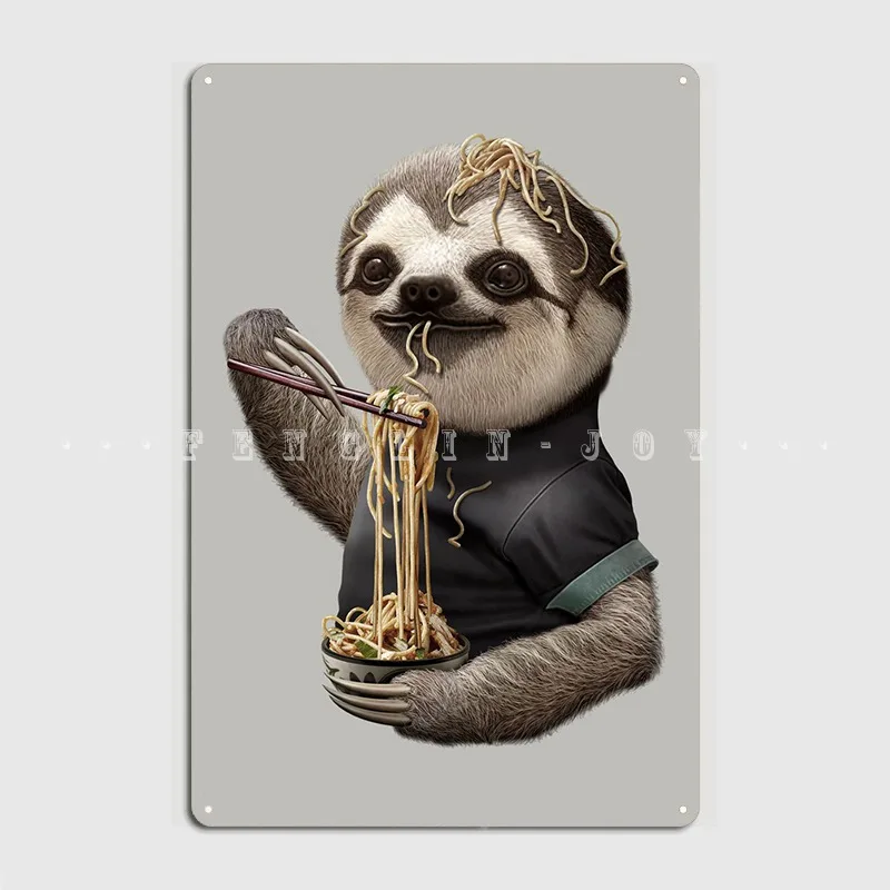 Ленивец съедобный лапша металлический знак стена паб клуб бар дизайнерская