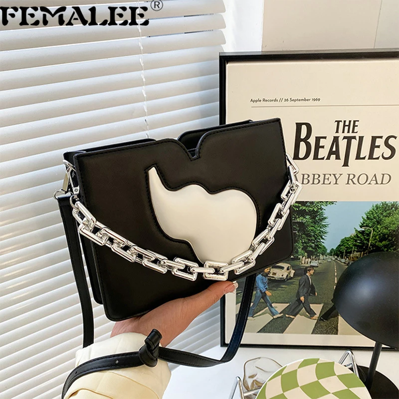 

Ins Personality Ladies 2022 3D Cucurbit Flap Handbags Thick Chains Women Hand Bags Panelled Shoulder Messenger Purses