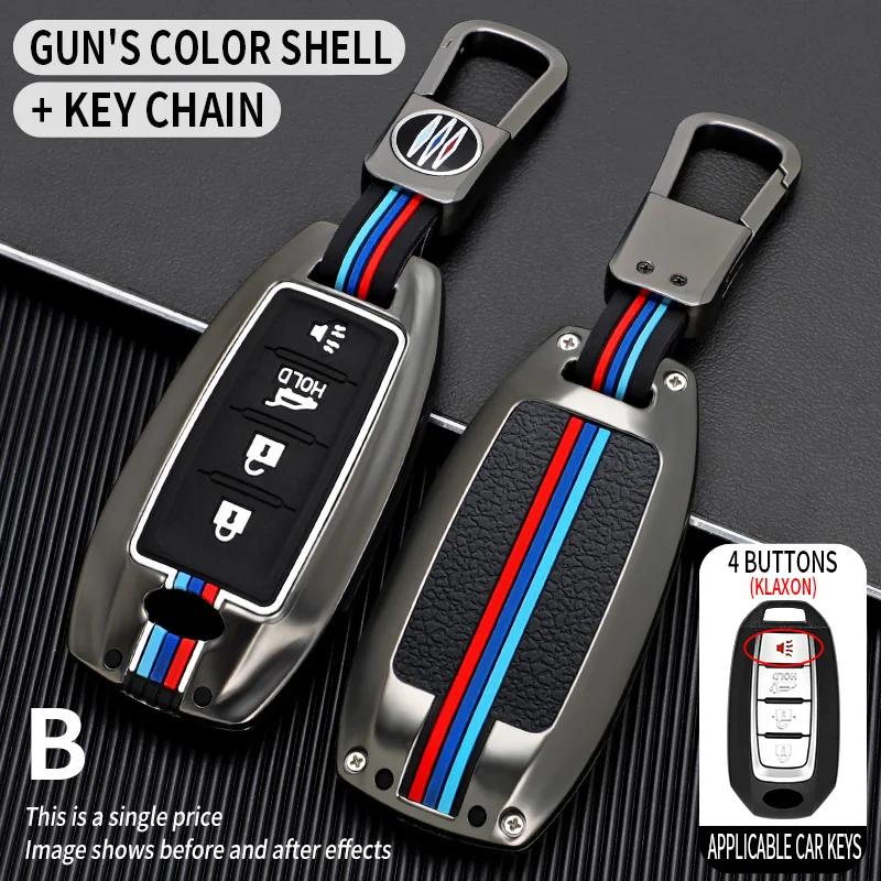 

Чехол для автомобильного ключа с дистанционным управлением из цинкового сплава, защитный чехол-брелок для Infiniti QX50, QX60, Q60, Q70, 2020, 2021, держател...