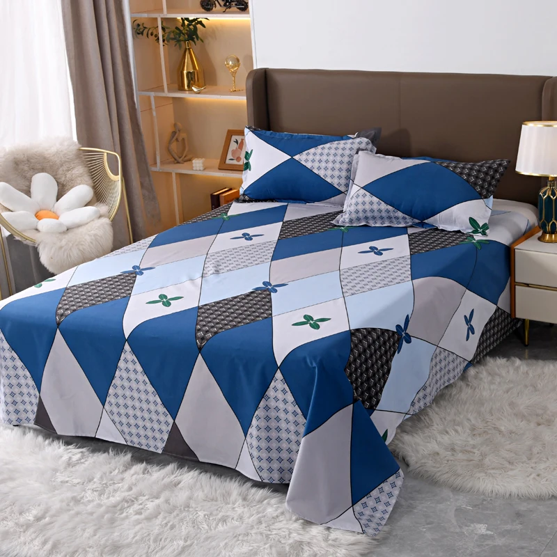

3pieces Bedding Sheet Home Textile Printing Color Flat Sheets Polyestersheets for bed set With 2pieces Pillowcase