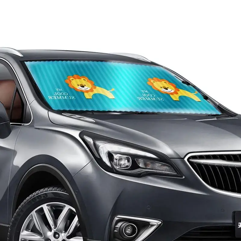 

Front Windshield Sun Shade Retractable Little Lion Design Sunshade Sun Visor Automatic Function Car Sun Shades With Universe