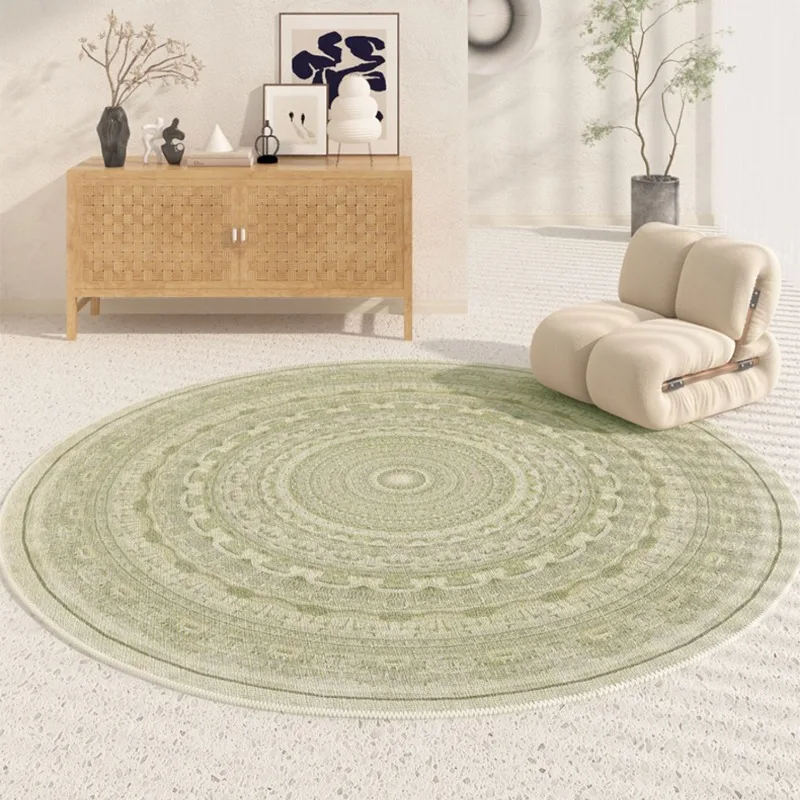

Vintage Round Living Room Carpet Home Decoration Coffee Tables Plush Mat Fashion Light Luxury Bedroom Fluffy Rug Ковер Tapis 러그