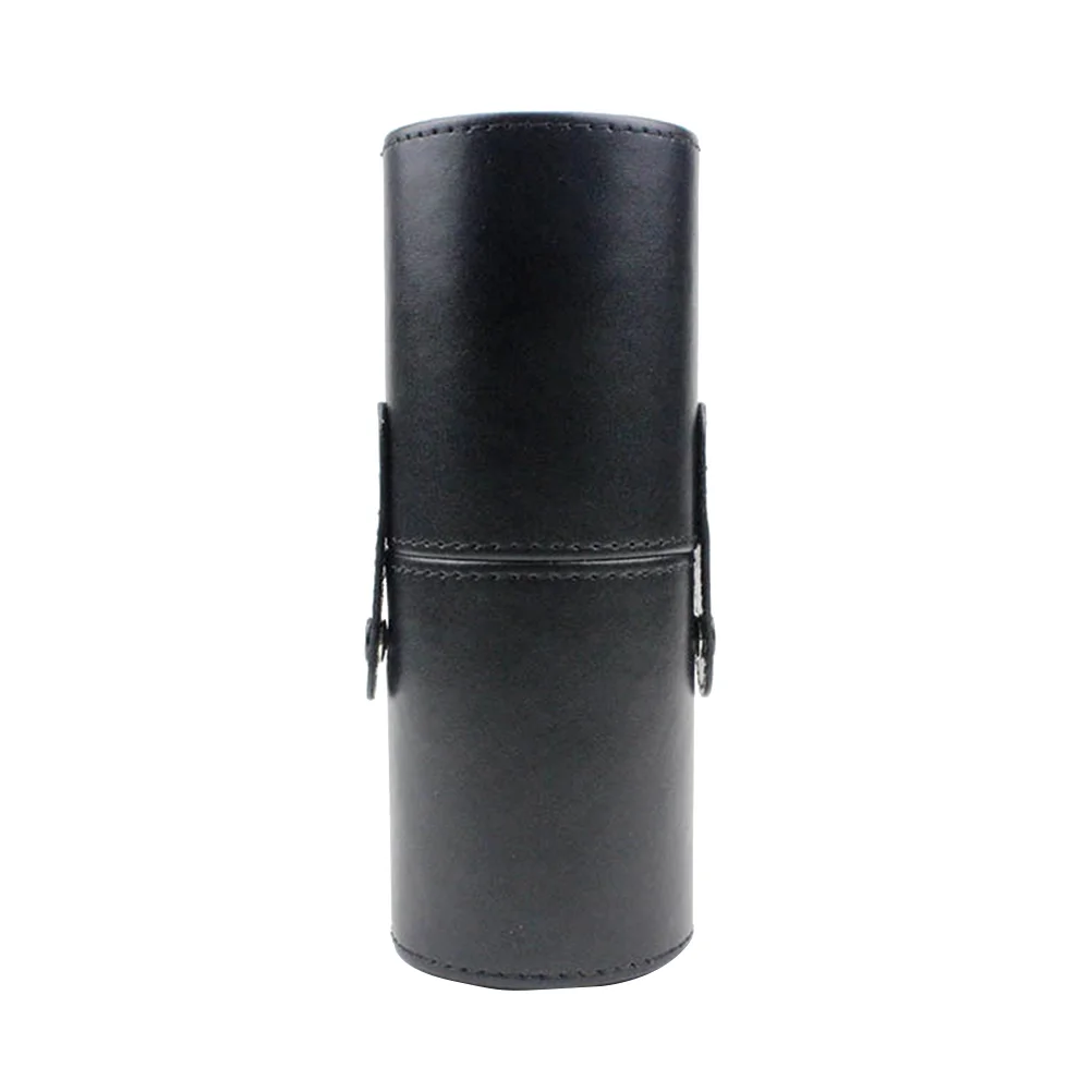 

Makeup Brushes PU Tools Storage Large Capacity Hand Brush Makeup Bucket Brushes Tube (Black)