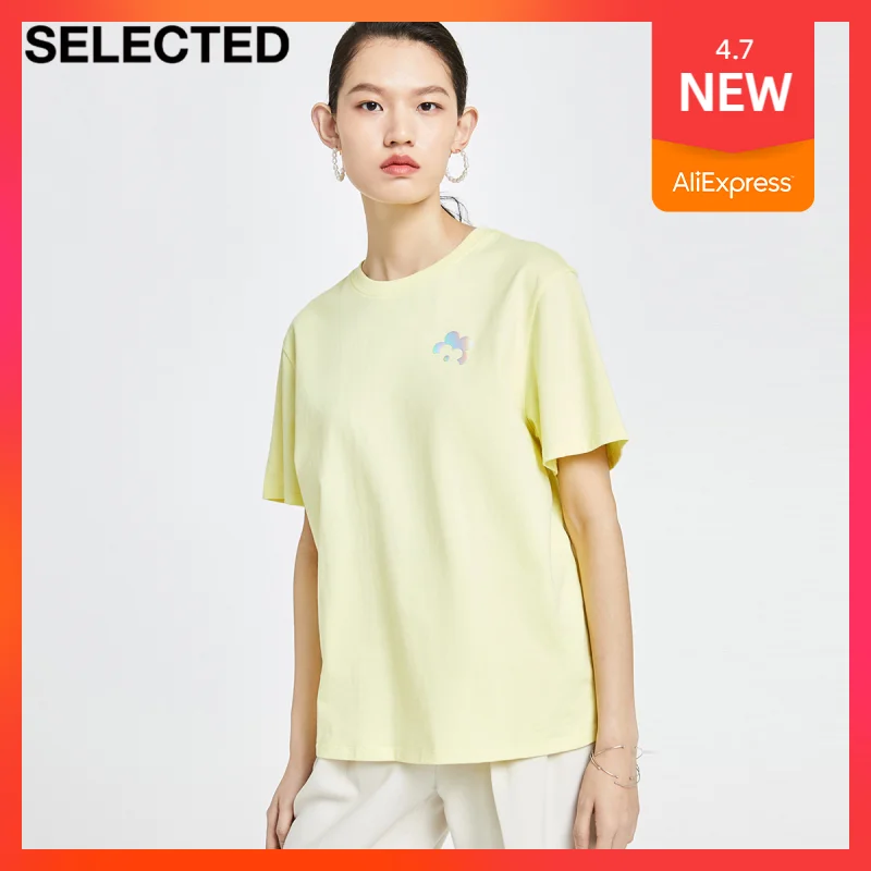 

SELECTED Summer New Cotton Sweet And Fresh Creative Flower Short-Sleeved T-Shirt Women S|421201171