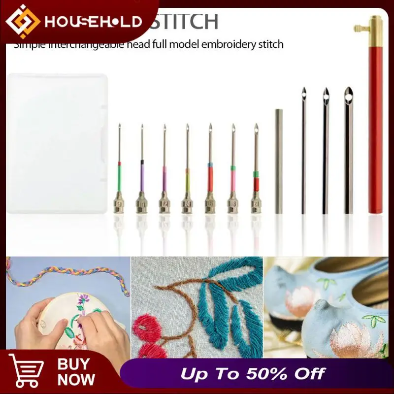 

1 Set Metal Embroidery Stitching Punch Needle Handmade Needlepoint Kits Sewing Tool Set With Tube For DIY